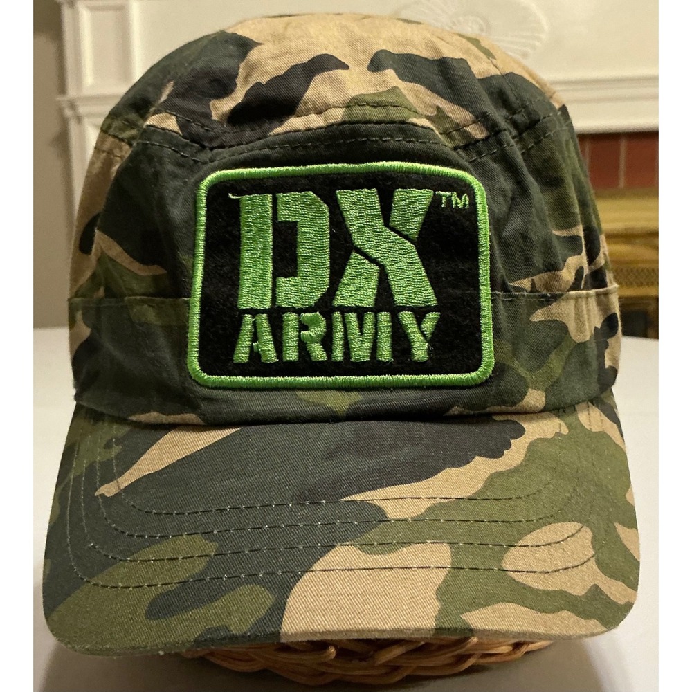 Y2K WWE DX Army Camo Cadet Hat Mens OSFA D-Generation X‎ Wrestling Military Cap